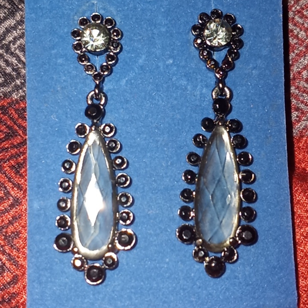 Black Diamond Color Drop Earrings Avon